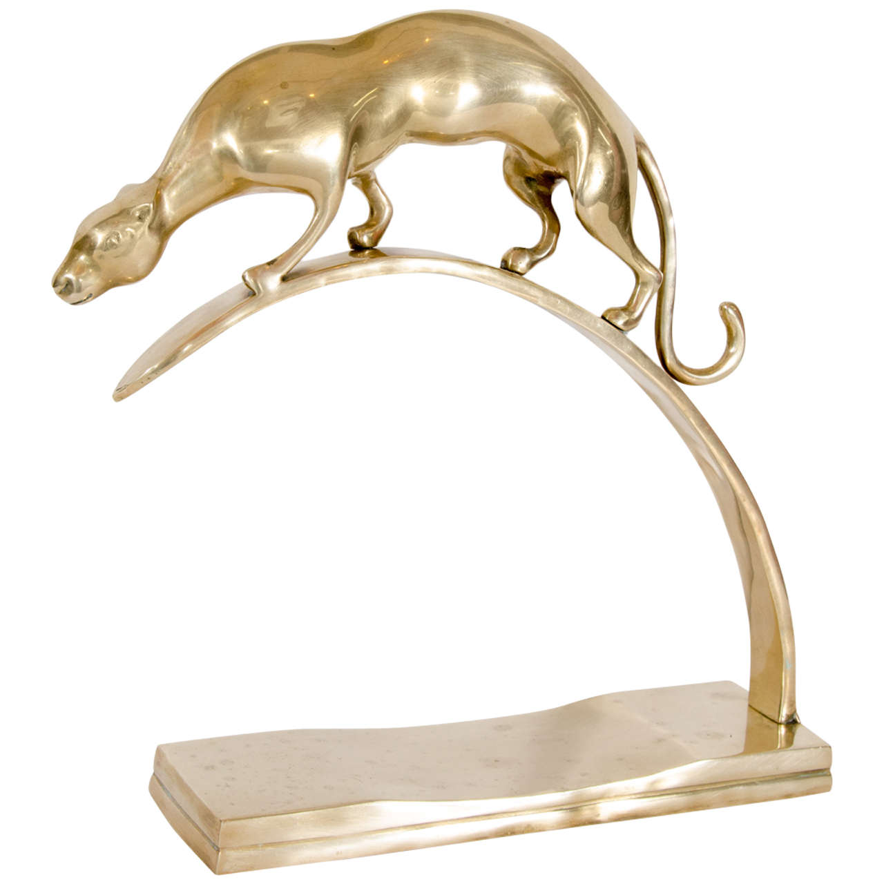 Midcentury Brass Panther Sculpture at 1stDibs