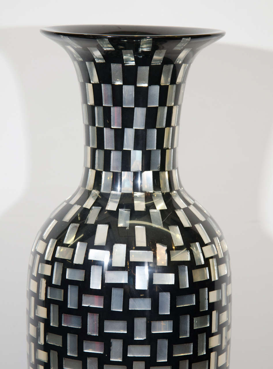 Contemporary Decorative Tall Mosaic Tile Glass Vase For Sale at 1stdibs