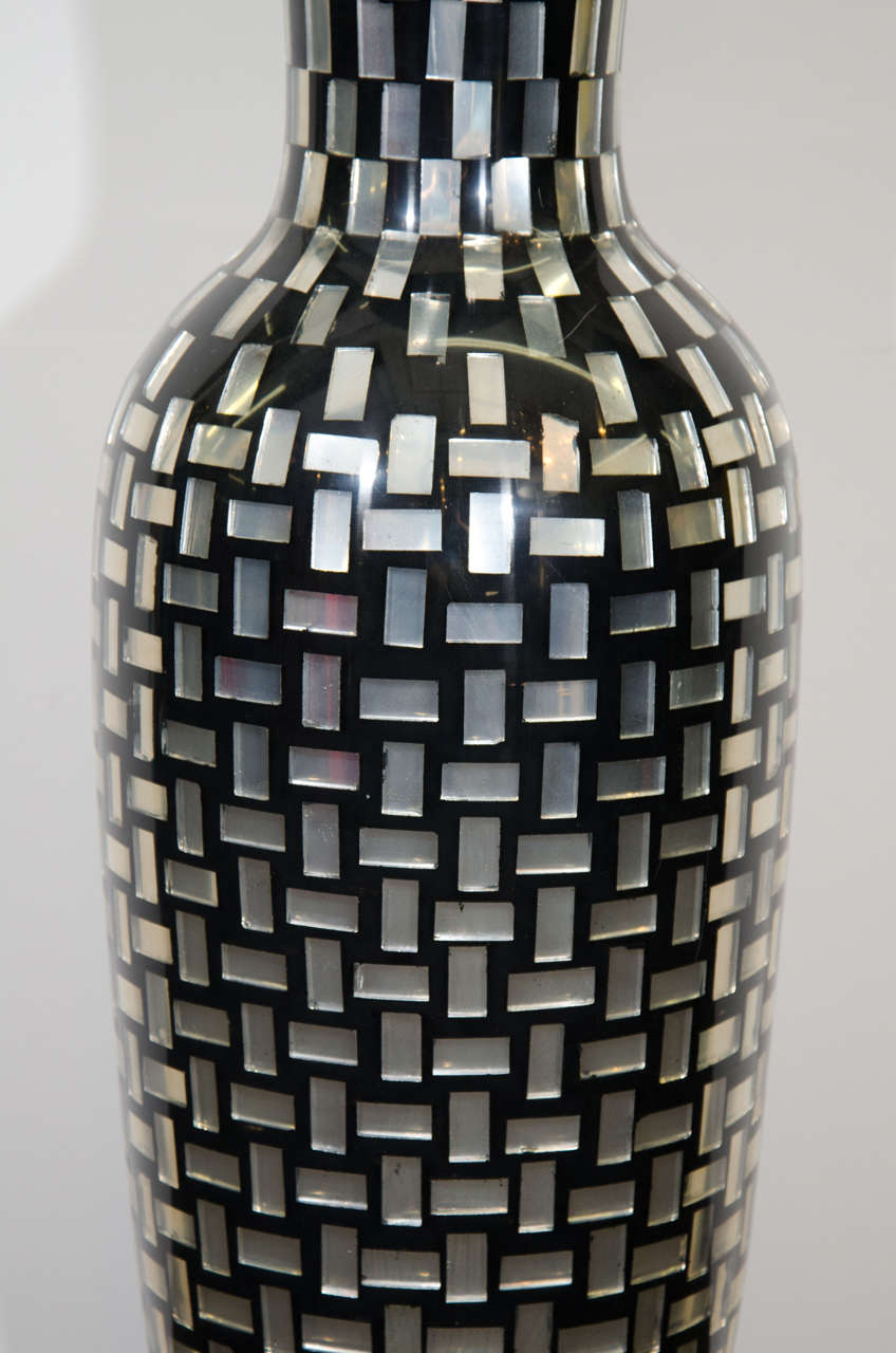 Contemporary Monumental Decorative Tall Mosaic Tile Glass Vase For Sale at 1stdibs