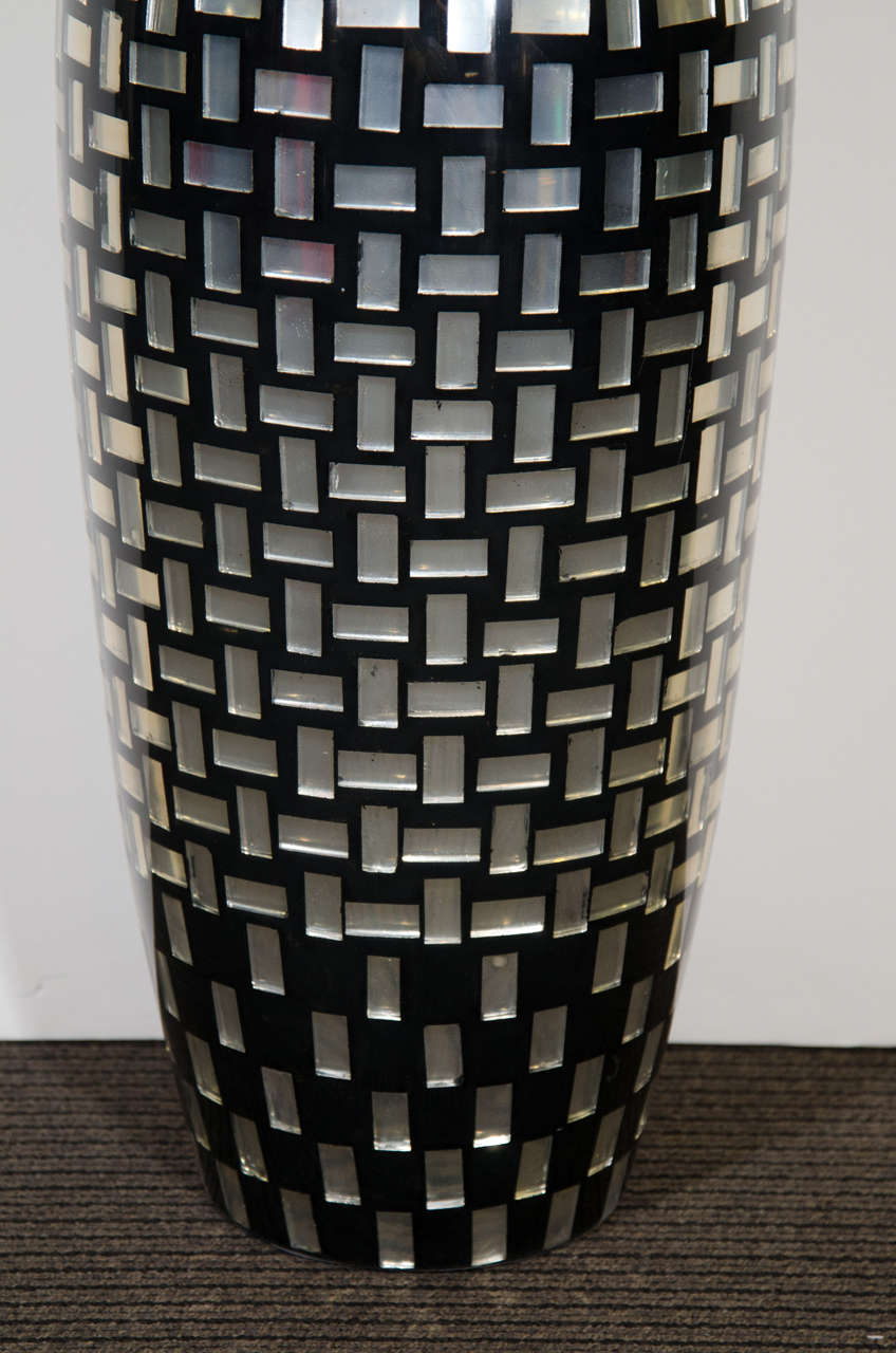 Contemporary Decorative Tall Mosaic Tile Glass Vase For Sale at 1stdibs