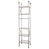 Steel and Glass Etagere with Brass Lambs Head and Feet Detail