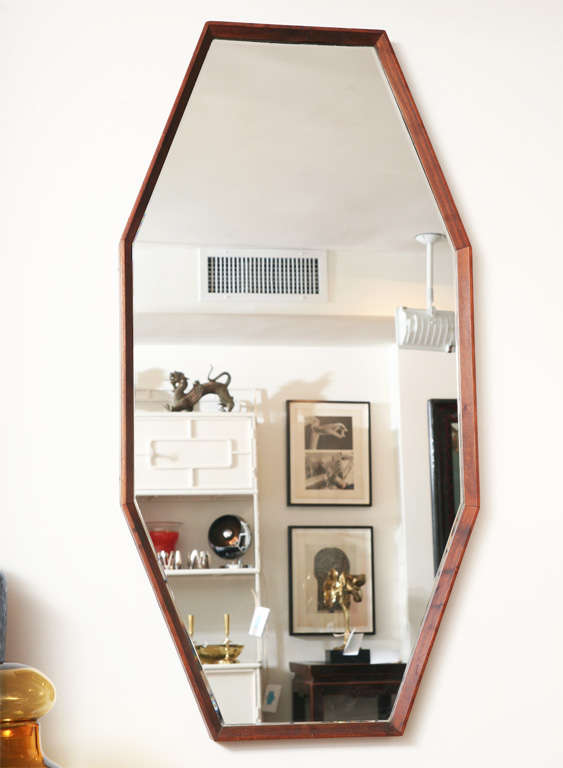 Pair of Walnut Hexagonal Mirrors attributed to Paul McCobb