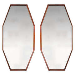 Pair of Walnut Hexagonal Mirrors attributed to Paul McCobb