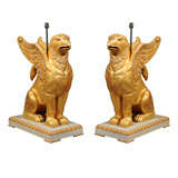 Pair of Swedish Griffin Floor Lamps