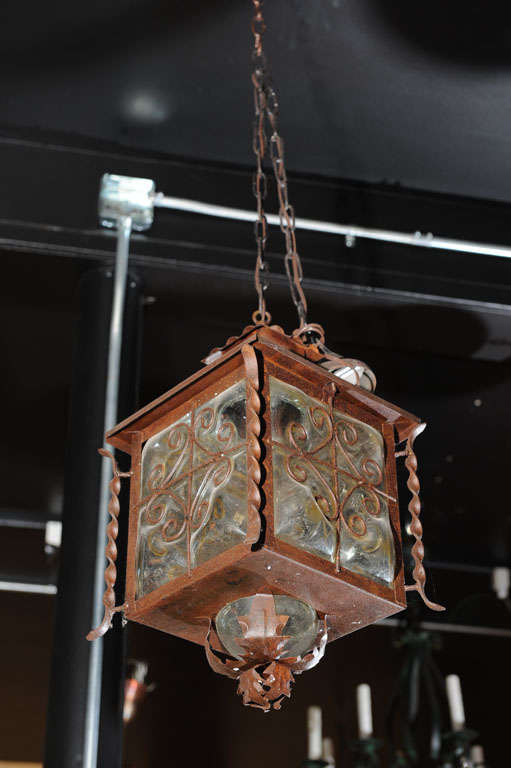 Caged Glass and Iron Lantern