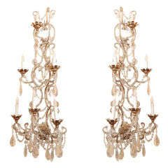 Pair of Genovese Grand Scale Decorative Crystal Sconces