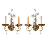 Pair of Crystal Leaf Sconces attributed to Maison Jansen