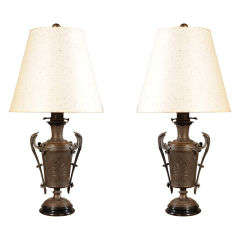 Pair of Art Nouveau Oil Lamps