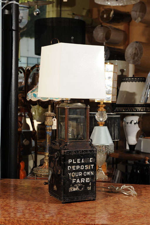 Street Car Fare Box as Table Lamp