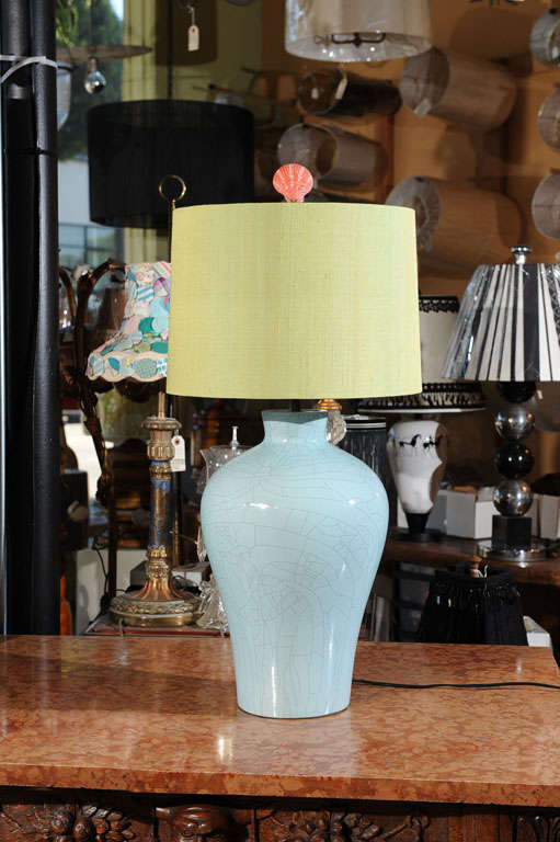 Pair of French Blue Ceramic Table Lamps