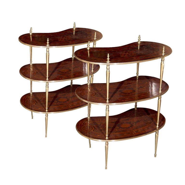 Pair of Kidney Shaped End Tables