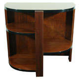 Art Deco Demilune Occasional Table in Walnut with Black Lacquer