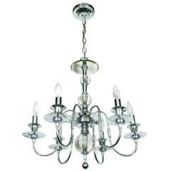 Art Deco Scrolled Arm Chandelier in with Glass Ball  Details