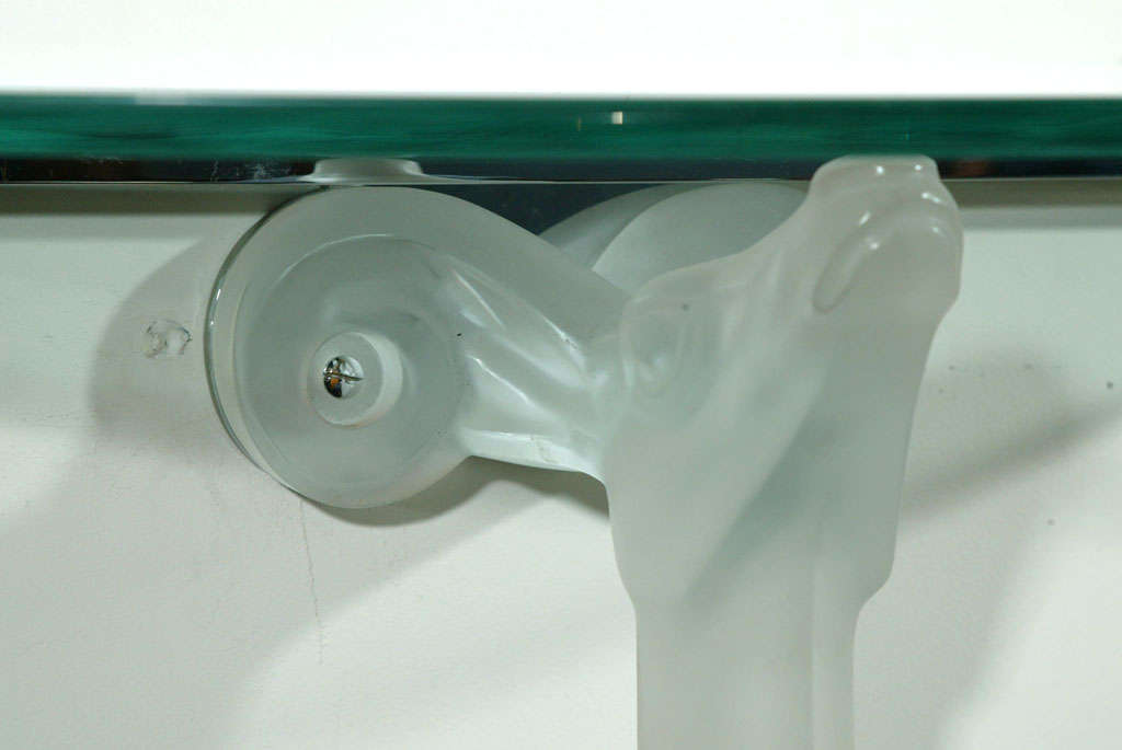 Exquisite Molded Crystal Deer Demilune Console Shelf by Lalique 1