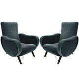 Pair of Luxe Mohair Lounge Chairs Designed by Fabio Lenci