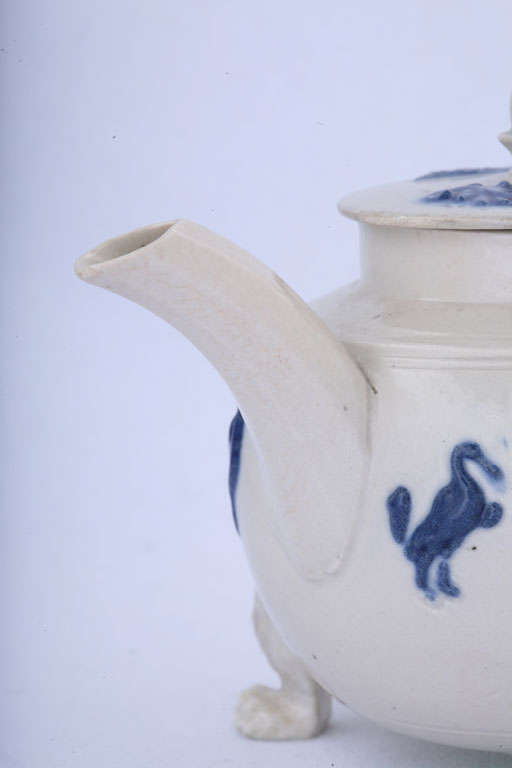 English Saltglazed Stoneware Teapot For Sale 1
