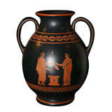 A Rare Wedgwood Encaustic Decorated Basalt Vase