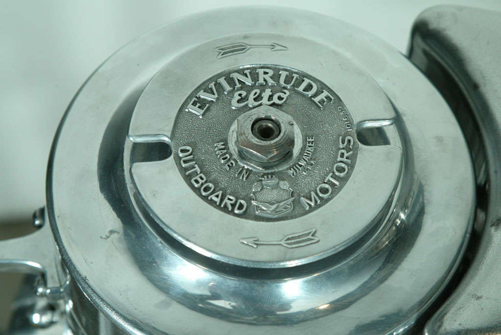 Mid-20th Century Polished Aluminum Evinrude Outboard Motor