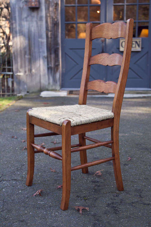 Belgian Custom Set of Eight French Style Ladder Back Chairs For Sale