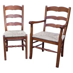Custom Set of Eight French Style Ladder Back Chairs