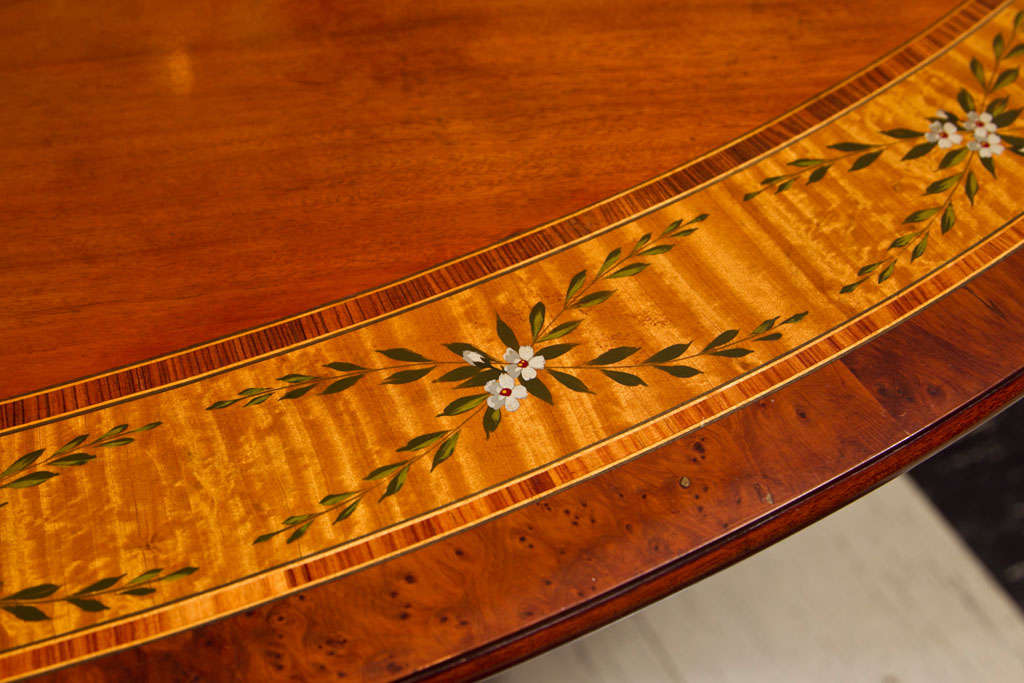 Contemporary Custom English Dining Table with Hand-Painted Band