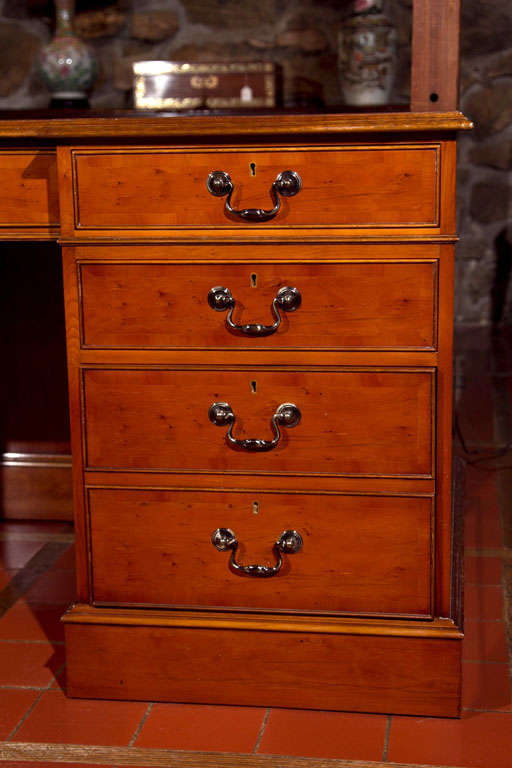 Custom English Yew Wood Modesty Panel Desk For Sale at 1stdibs