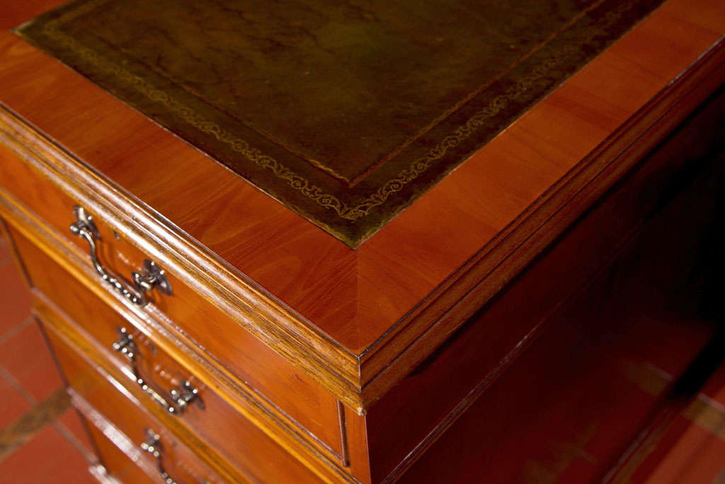 Custom English Yew Wood Modesty Panel Desk For Sale at 1stdibs