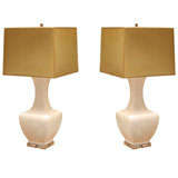 Pair of White Square Lamps