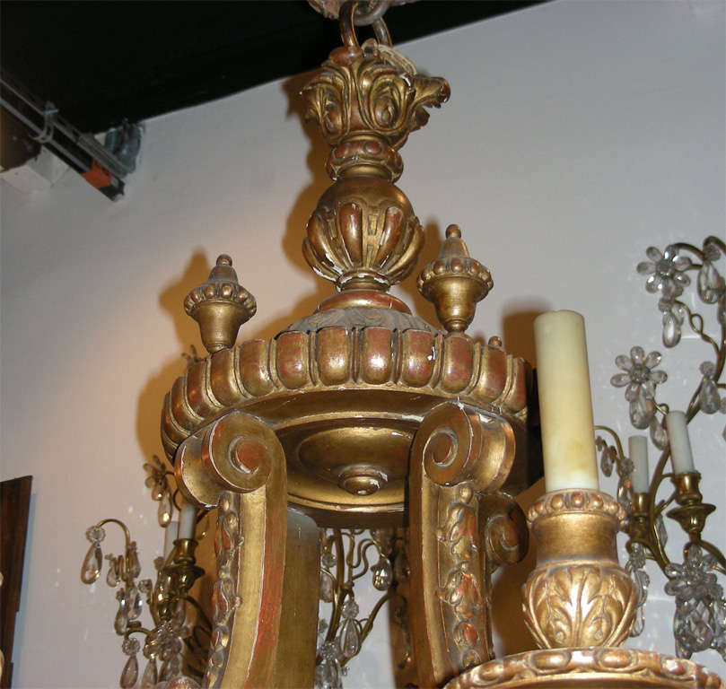 End of 19th Century Sculpted Wood Chandelier For Sale 2