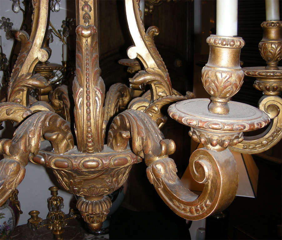 End of 19th Century Sculpted Wood Chandelier For Sale 5