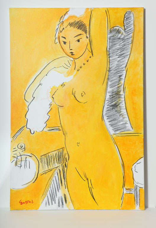 Nude painting by Wayne Ensrud, circa 1986. As the New York Times wrote; If you like the Impressionists, if you love the Fauves, then you're sure to adore Wayne Ensrud. Please contact us for more information of the artist.
Painting has been framed