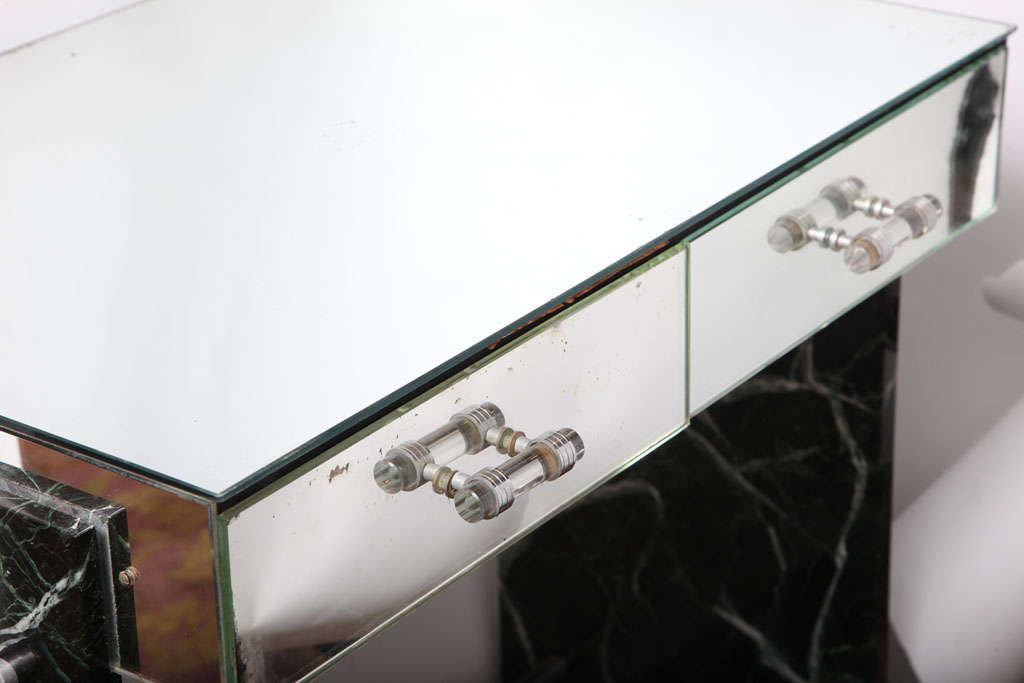 Art Deco Jacques Adnet Marble Chrome and Mirror Vanity/ Desk