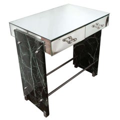 Vintage Jacques Adnet Marble Chrome and Mirror Vanity/ Desk