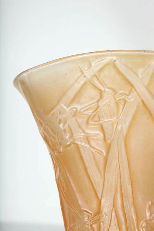 Art Deco Amber Phoenix Grasshopper Vase For Sale