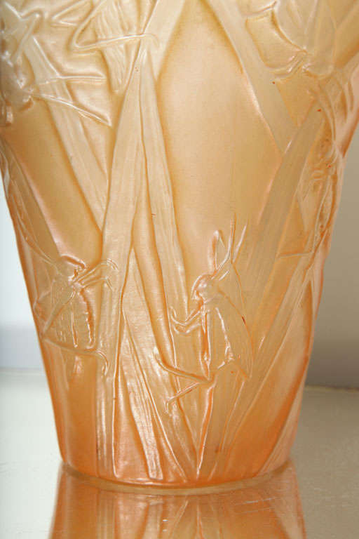 American Amber Phoenix Grasshopper Vase For Sale