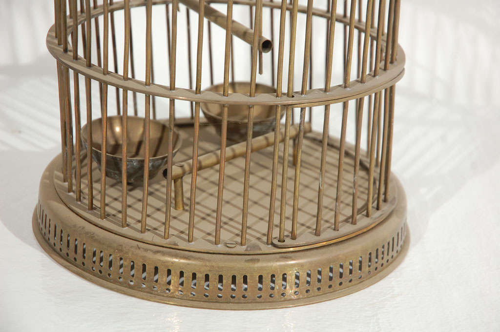 Vintage Brass Bird Cage In Excellent Condition In Los Angeles, CA