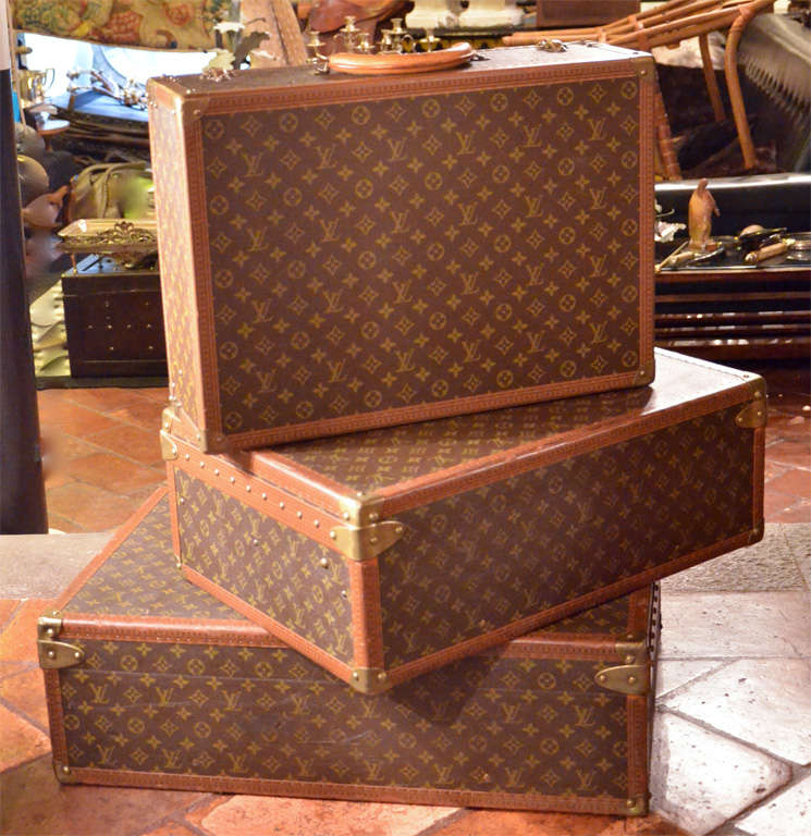 Set of Three Louis Vitton Vintage Suitcases 5