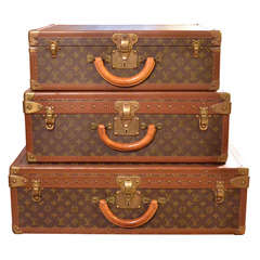 Set of Three Louis Vitton Antique Suitcases