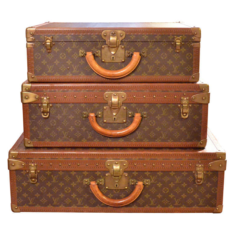 Set of Three Louis Vitton Vintage Suitcases