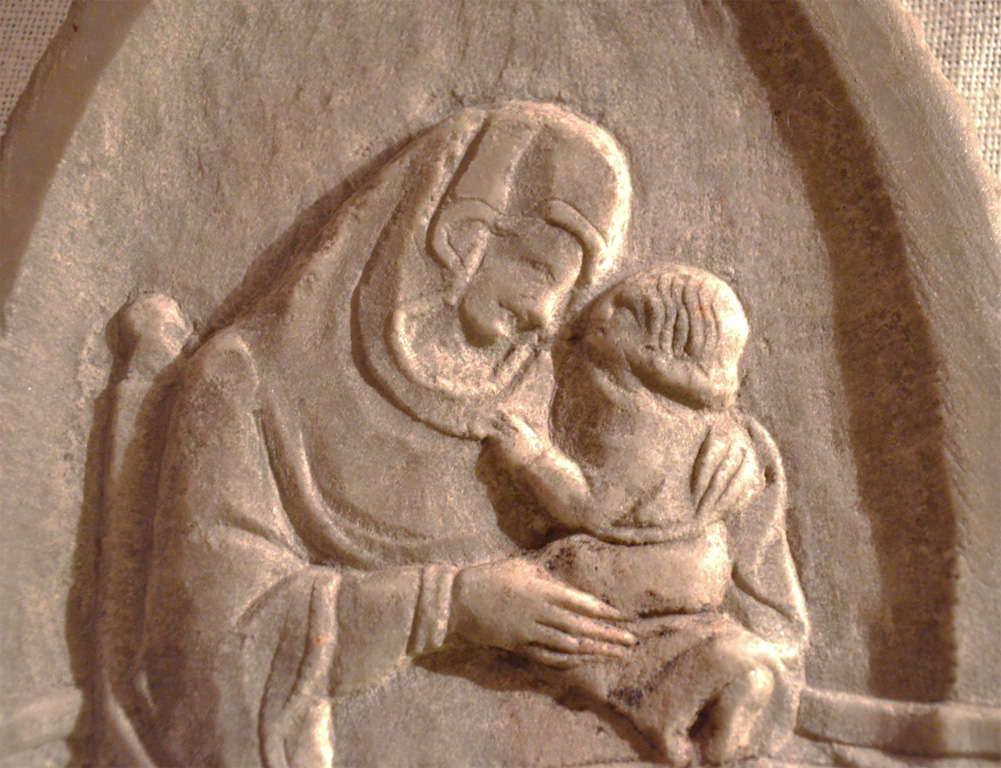 16th century Virgin and child carved on stone