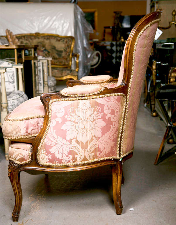 Wood Pair of French Louis XIV Style Bergere Chairs