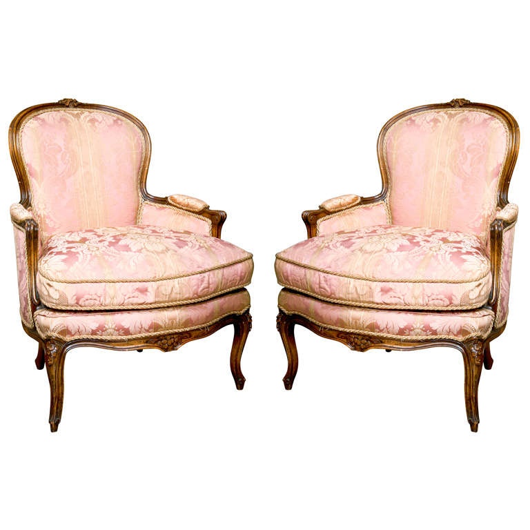 Pair of French Louis XIV Style Bergere Chairs
