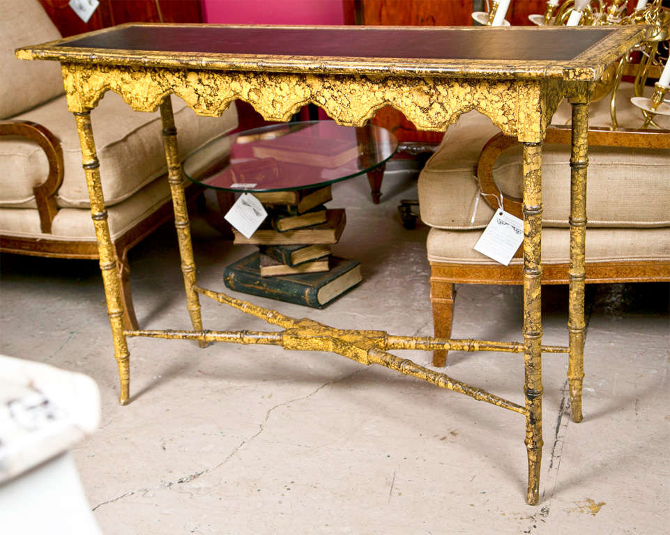 Faux Bamboo Tortoise Painted Console Table