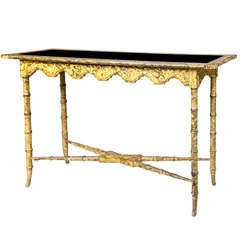 Faux Bamboo Tortoise Painted Console Table