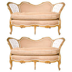 Pair of Carved Louis XV Style Canape-Settees 11