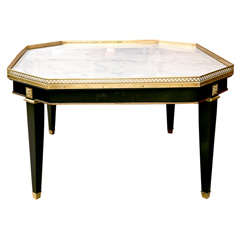 Fine Ebonized and Gilt Bronze Marble Top Coffee Table