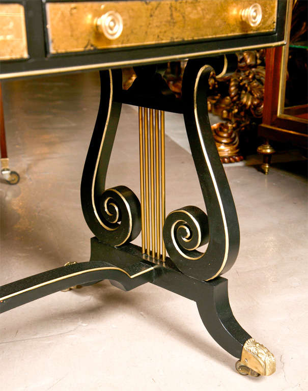 French Ebonized and Gilt-Glass Lady's Desk by Jansen In Excellent Condition In Stamford, CT