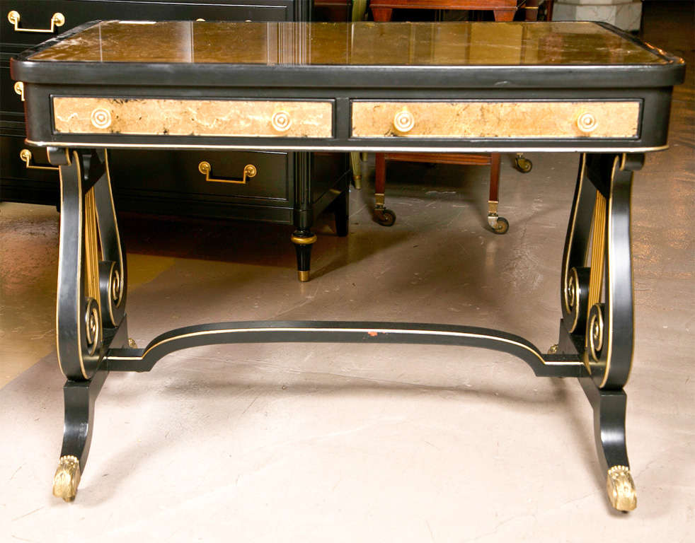 French Ebonized and Gilt-Glass Lady's Desk by Jansen 4