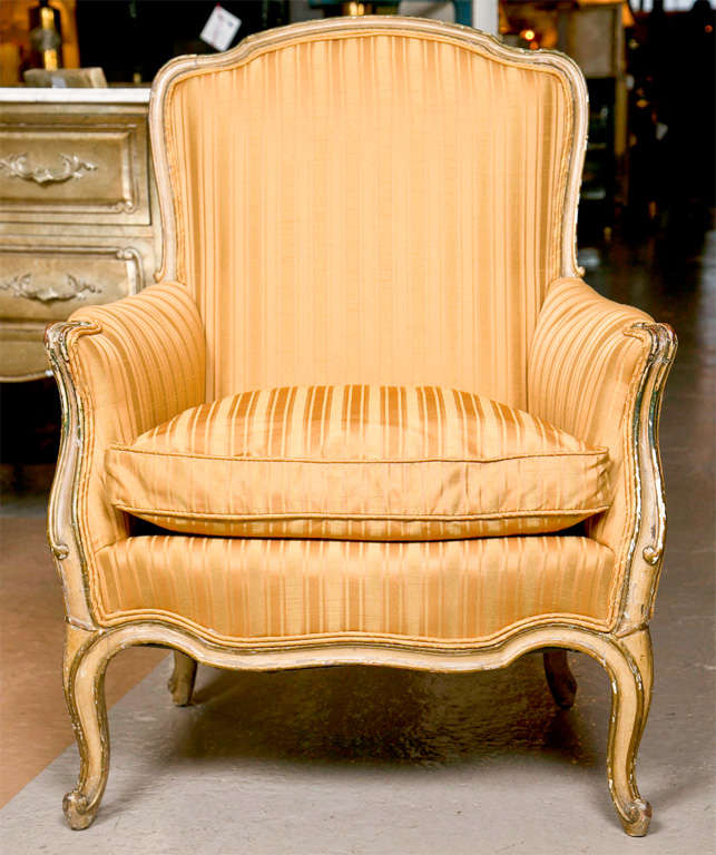 Pair of French Painted Bergere Chairs by Jansen at 1stdibs