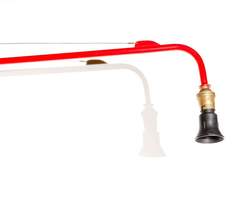 Mid-20th Century Jean Prouve Red Painted Metal Jib Lamp